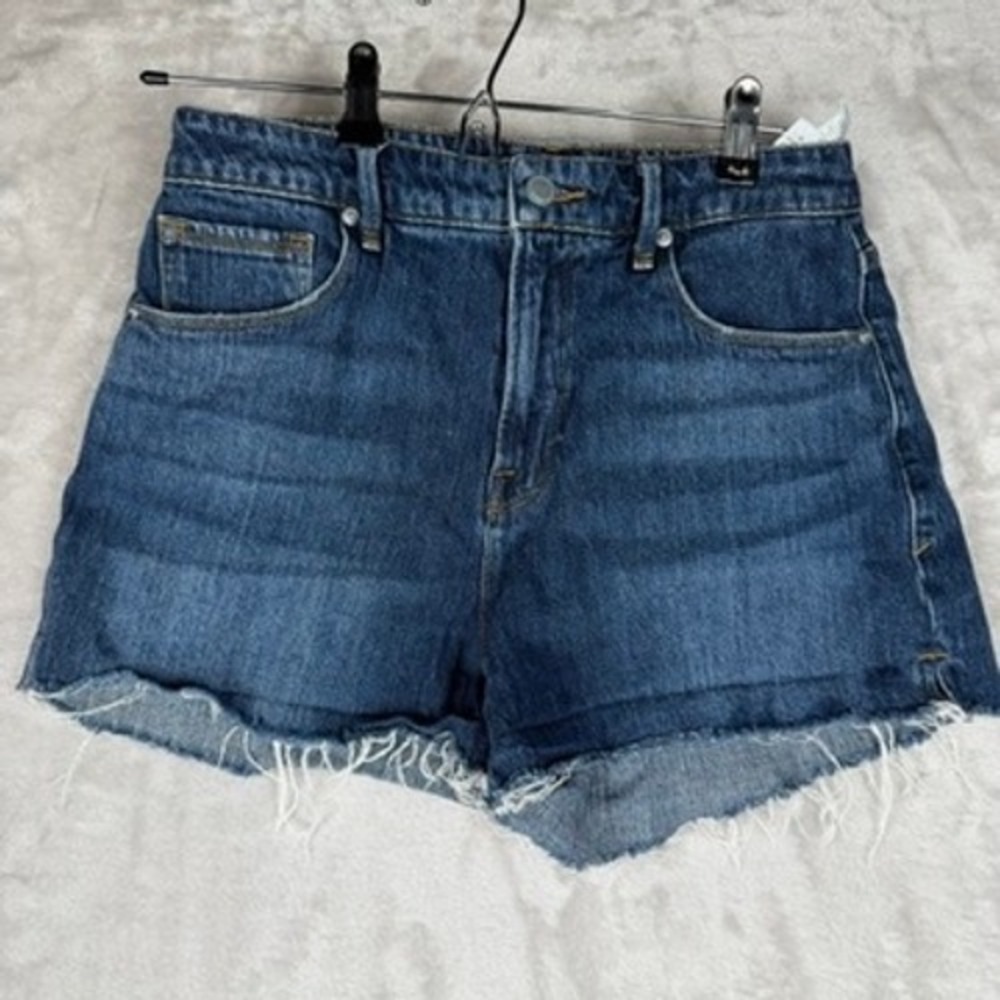 GOOD AMERICAN Denim Shorts Raw Hem Distressed Blue Jean Women's Size 8 29
